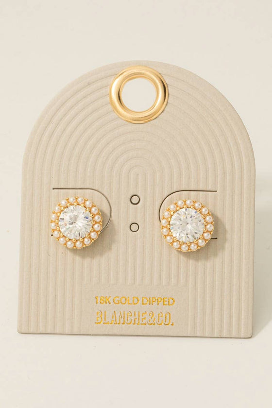 Pearl Halo Set Stud Earrings