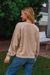 UNITED STATES OF AMERICA Cropped Thermal Vintage Pullover: DUSTY VANILLA / S