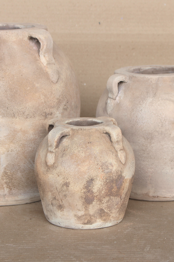 Blanc Beige Wash Vase With Handles Small