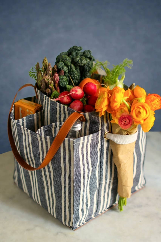 Blue Stripe Canvas Tote