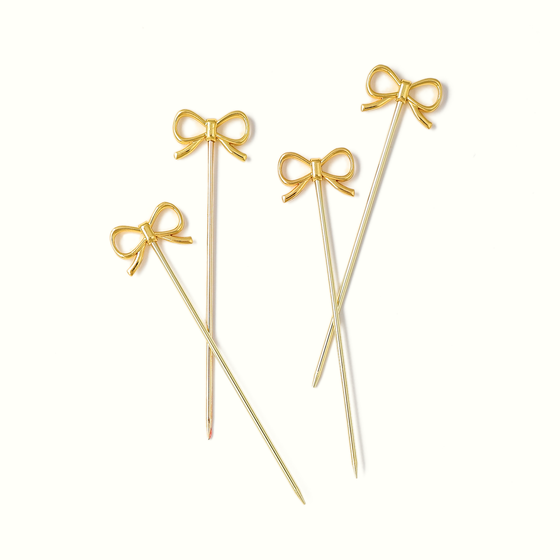 Gold Bow Cocktail Picks: Set of 4