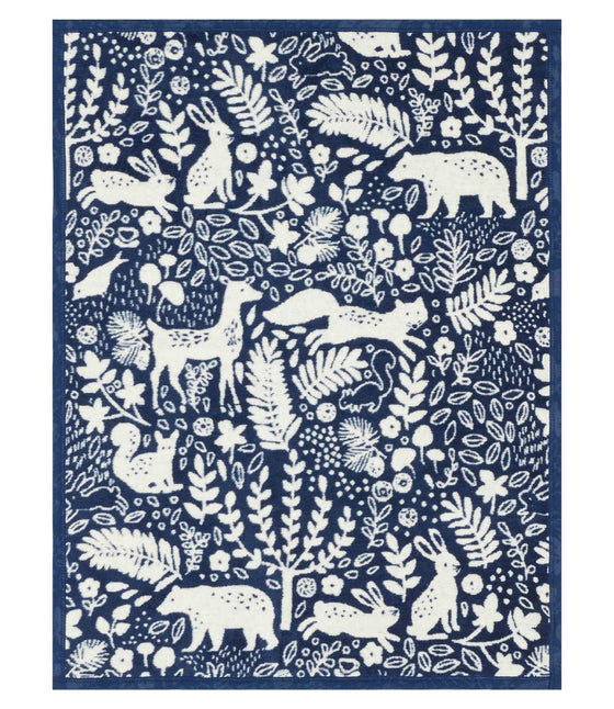 Whimsical Woods Navy Mini Blanket: Mini