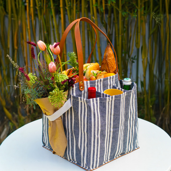 Blue Stripe Canvas Tote