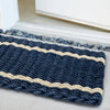 Lobster Rope™ Doormat: Navy with Light Tan Tailored Stripes: Large (24" x 36")