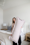 Ruffle Bolster Pillow Cover Brown White Stripes: Pillow Cover and Inserts