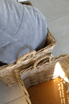 Rattan Square Storage Basket on Wheels: Large