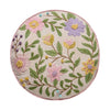 Round Floral Embroidered Pillow
