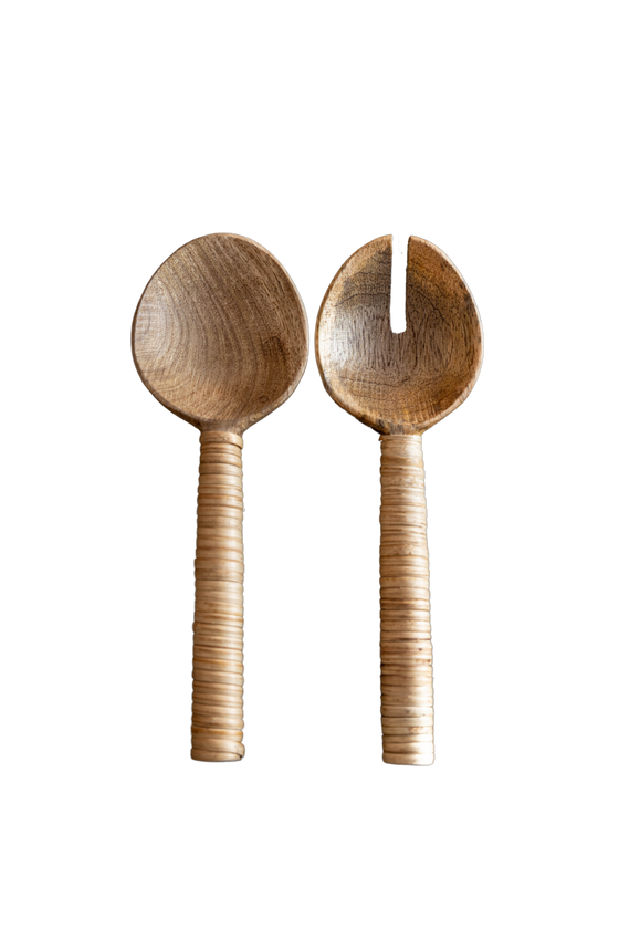 Rattan Salad Server Set