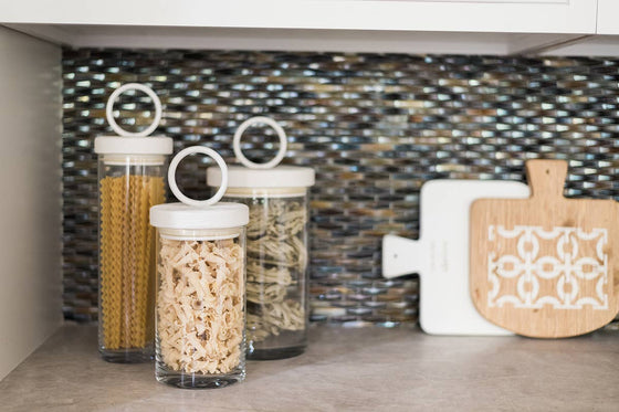 White Wood Glass Canister: Tall