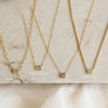 CZ Chain Necklace: Gold / 3mm Round Cut Simple Chain