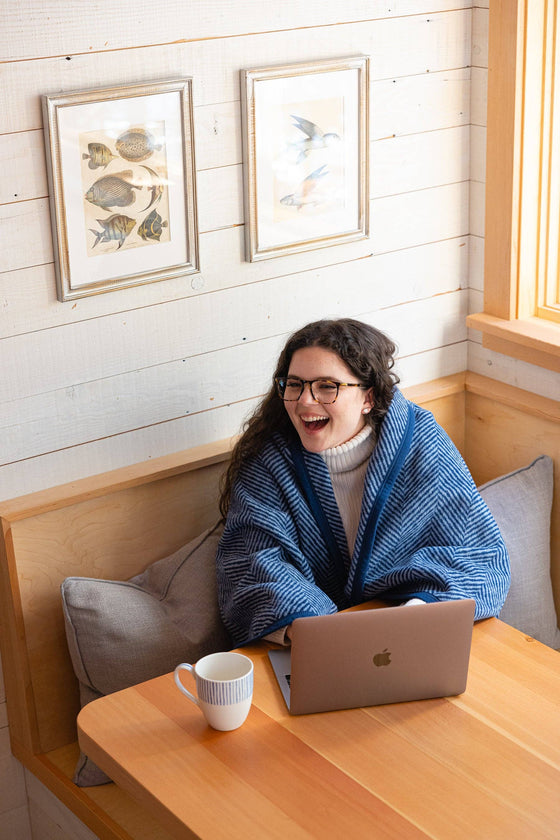 Harborview Herringbone Blanket: Navy