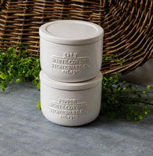  White Cottage Ceramic Salt And Pepper Cellar (Pair)