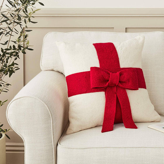 Red Bow Pillow 14" - Insert Included