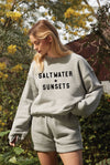 SALT WATER AND SUNSETS Mid Graphic Sweatshirt: ATHLETIC HEATHER / XL