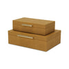 Lusan Set of 2 Rectangular Nesting Decorative Storage Boxes: Cream Shagreen
