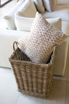 Rattan Square Storage Basket on Wheels: Large