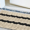 Lobster Rope™ Outdoor Doormat: Sand with 2 Black Stripes: 24x36