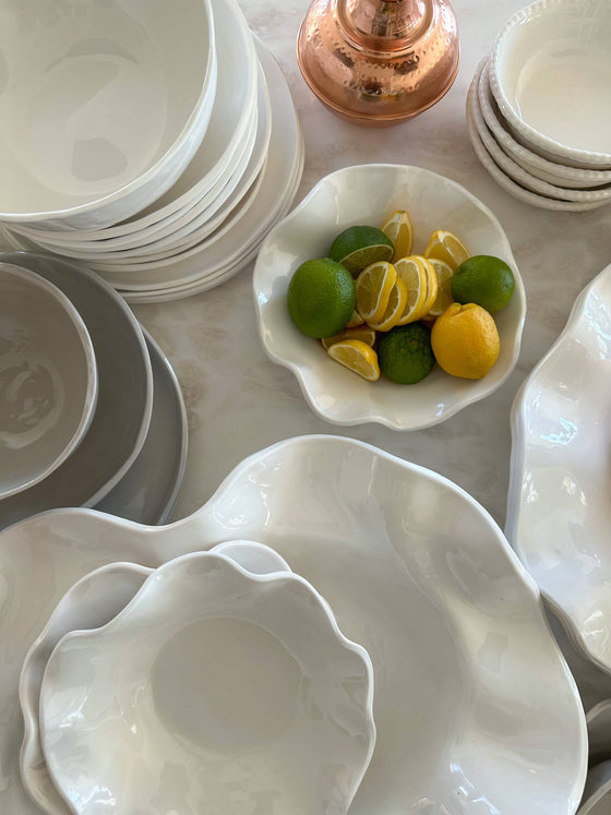 Cream Wavy Serving Bowl