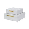 Lusan Set of 2 Square Nesting Decorative Storage Boxes: Navy Blue Shagreen