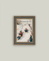 Tobagganing Framed Antique Art