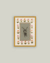 Rabbit with Floral Border Framed Antique Art