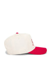 Raisin Hell Snapback Trucker Hat in Neutral Red Canvas: Neutral Red Split