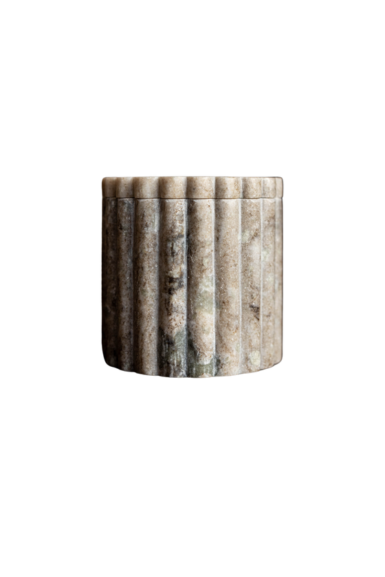 Beige Marble Fluted Jar