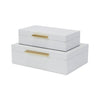 Lusan Set of 2 Rectangular Nesting Decorative Storage Boxes: Navy Shagreen