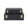 Lusan Set of 2 Rectangular Nesting Decorative Storage Boxes: Cream Shagreen