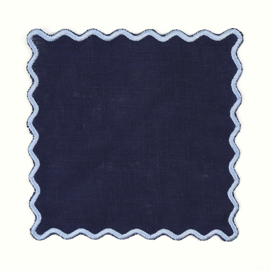 Navy Linen Cocktail Napkins: Set of 4