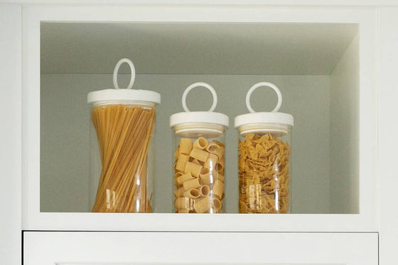 White Wood Glass Canister: Tall