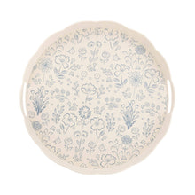  Round Scalloped Floral Bamboo Tray