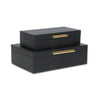 Lusan Set of 2 Rectangular Nesting Decorative Storage Boxes: Cream Shagreen