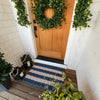 Lobster Rope™ Doormat: Navy & Light Tan Cabana Stripes: Large (24" x 36")