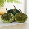 Pumpkin Large Velvet, Fall Mantel Decor, Halloween Table: Emerald