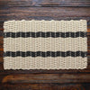 Lobster Rope™ Outdoor Doormat: Sand with 2 Black Stripes: 24x36