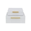 Lusan Set of 2 Square Nesting Decorative Storage Boxes: Navy Blue Shagreen