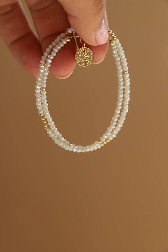 Alabaster Petite Crystal Double Wrap Bracelet