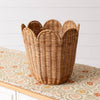 Scalloped Edge Rattan Round Basket
