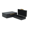 Lusan Set of 2 Rectangular Nesting Decorative Storage Boxes: Navy Shagreen