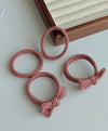 Red Striped Bow Seamless Hair Ties (Set of 4) : Assorted