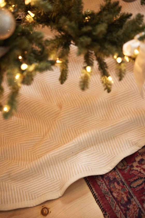 Herringbone Cream Christmas Tree Skirt
