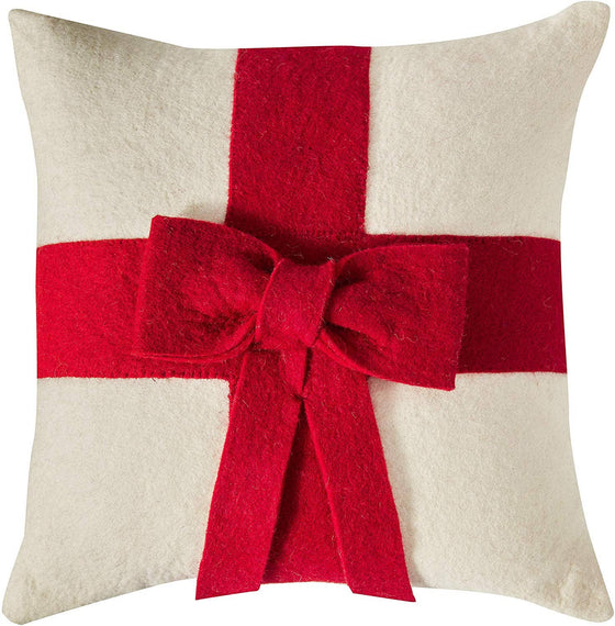 Red Bow Pillow 14" - Insert Included