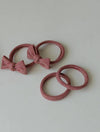 Red Striped Bow Seamless Hair Ties (Set of 4) : Assorted