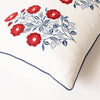 Red White And Blue Embroidered Floral Lumbar Pillow