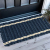 Lobster Rope™ Doormat: Navy with Light Tan Tailored Stripes: Large (24" x 36")