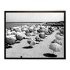 Vintage black and white photo of umbrellas on beach: Barnwood Frame 310-400 Ee / 20" X 16"