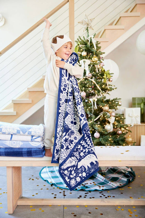 Whimsical Woods Navy Mini Blanket: Mini