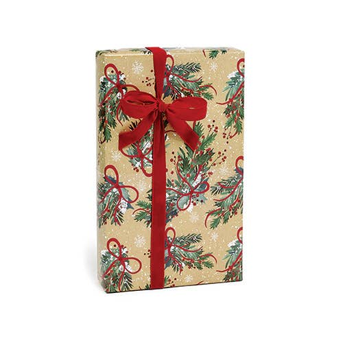 Christmas Premium Bulk Gift Wrap Paper: White Berries Kraft / 1 Pack / 24"x417'