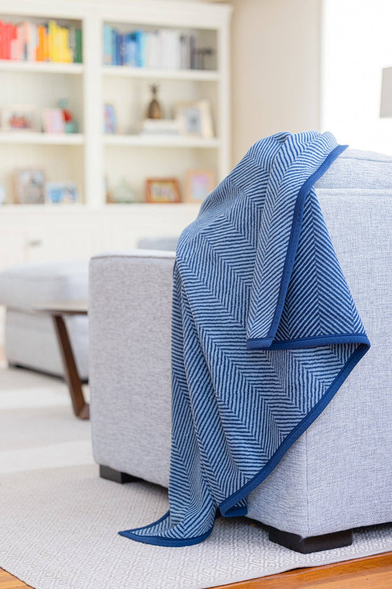 Harborview Herringbone Blanket: Navy